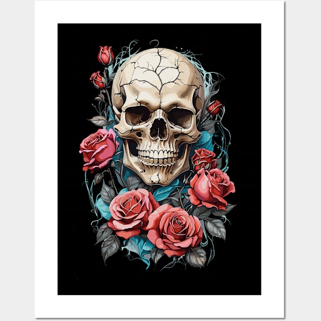 Death Skull Roses Wall Art by Ratherkool